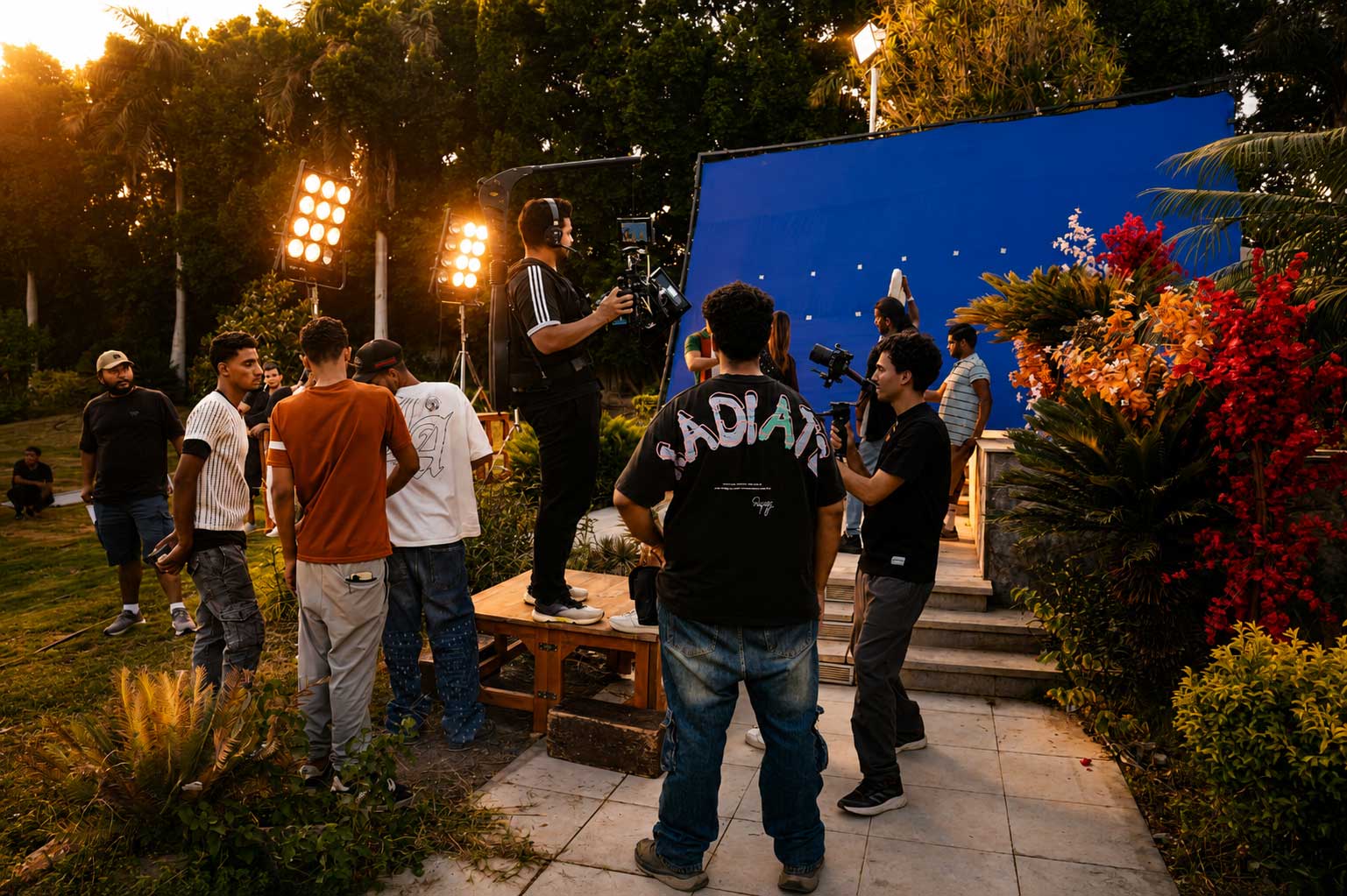 Full crew on the chroma key set — Lahza music video production, Strike Media